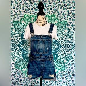 H&M distressed denim romper overalls shorts - Size 6